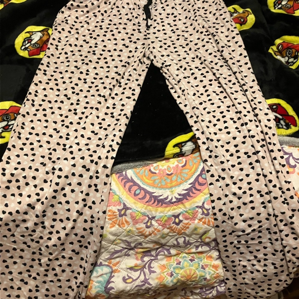 Echo Sleepwear Pink and Black Heart Pants